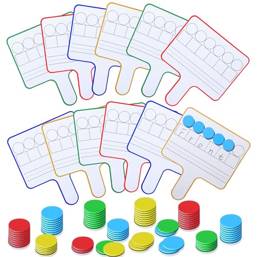 Seajan 12 Pcs Magnetic Answer Board Dry Erase Double Side Handheld, Multi - color: Multi