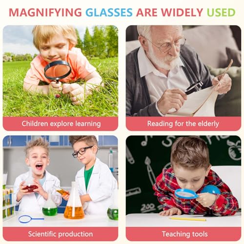 SenseYo 10 PCS Mini Magnifying Glass for Kids, 5X Small Kid Magnifier for Hobbies and Science