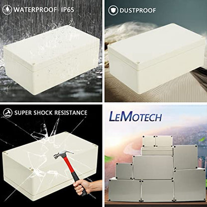 LeMotech Waterproof Dustproof IP65 ABS Plastic Junction Box Universal Electric Project Enclosure Pale Gray 7.9 x 4.7 x 2.95 inch (200 x 120 x 75 mm) - size: 7.9"x4.7"x2.95"
