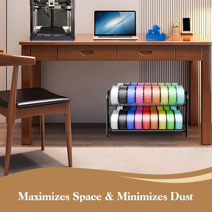 3D Printer Filament Storage Rack with Wheels, Rolling Cart, 40+ Spool Shelf - color: Large