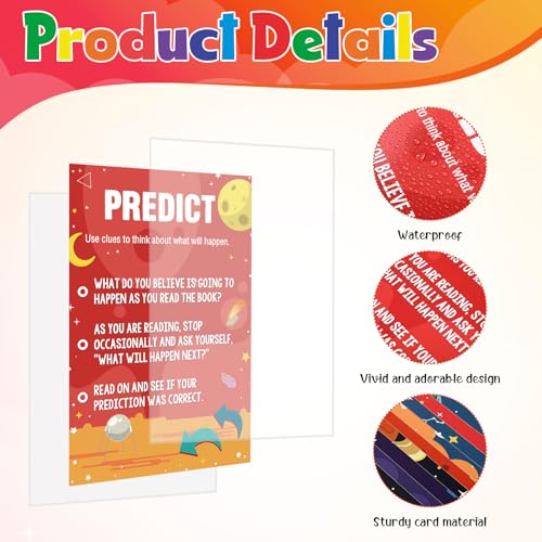 Outus 13 Pcs Reading Strategies Posters Classroom Decorations Reading Bulletin Board Posters Elementary Educational Wall Prints Library Decorations for Middle High Schools Teacher Supplies(Space) - style: Space