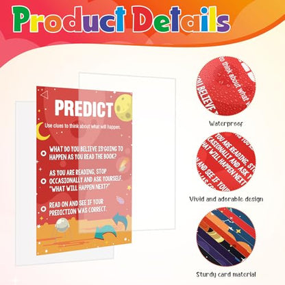 Outus 13 Pcs Reading Strategies Posters Classroom Decorations Reading Bulletin Board Posters Elementary Educational Wall Prints Library Decorations for Middle High Schools Teacher Supplies(Space) - style: Space