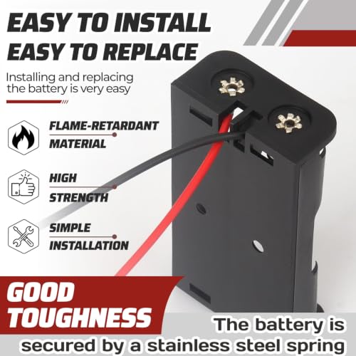 4PCS 2 AA Battery Holder with Leads, 5.7 Inch Wire Battery Case