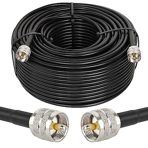 MOOKEERF RG8x Coaxial Cable 200ft,CB Coax Cable 50 Ohm,UHF PL259 Male to Male Low Loss CB Antenna Extension for HAM Radio,VHF Radio,SWR Meter,Dummy Load,Antenna Analyzer - size: 200FT