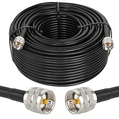 MOOKEERF RG8x Coaxial Cable 200ft,CB Coax Cable 50 Ohm,UHF PL259 Male to Male Low Loss CB Antenna Extension for HAM Radio,VHF Radio,SWR Meter,Dummy Load,Antenna Analyzer - size: 200FT