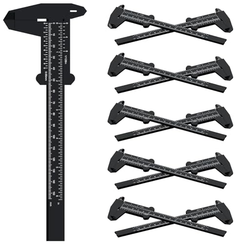10Pcs Plastic Vernier Caliper 0-6 Inch/150 mm Measuring Tool,Black - color: Black