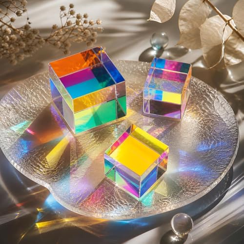 Colorful Crystal Glass Prism X-Cube RGB Dispersion Optical Glass Prisms - size: 20mm X-Cube