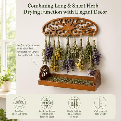 Herb Drying Rack Hanging, 2-in-1 Drying Station with Fine Mesh Tray, - color: Herb Drying Rack-mesh Tray