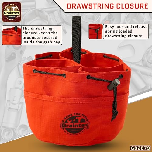 Graintex 18 Pockets Grab Bag Rip-stop Canvas Drawstring Closure, Small Part Organizer Pouch, Small Tools, Screws, Parts, Parachute Tool Bag for Efficient Storage - Red - color: Red