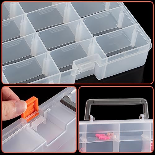 Large 48 Grids Clear Plastic Organizer Box with Adjustable Dividers - color: Clear -- 1PCS