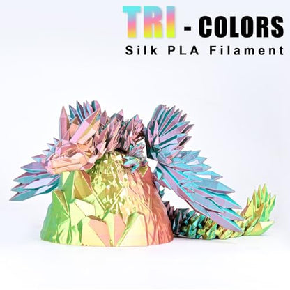 PLA Filament 1.75mm, Silk Rainbow Color PLA Filament, Tri Color 3D Printer Filament Sky Blue Yellow Rose Red, Fit to AMS, 1kg/Spool - color: Tri-color Sky Blue & Pink & Yellow