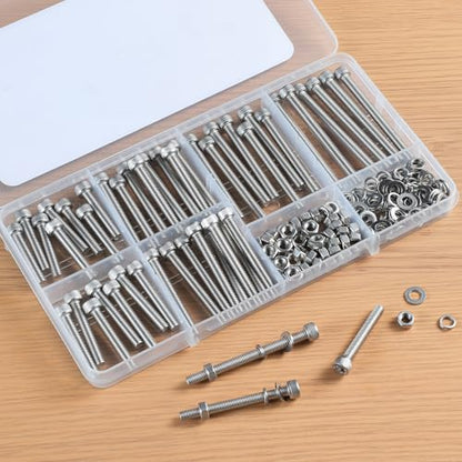 184 PCS M5 Screws Assortment Kit, 304 Stainless Steel M5 Bolts Kit, M5x 30/35/40/45/50/60mm, Hex Socket Head Cap Screws Bolts Nuts Washers Set - size: M5x 30/35/40/45/50/60mm
