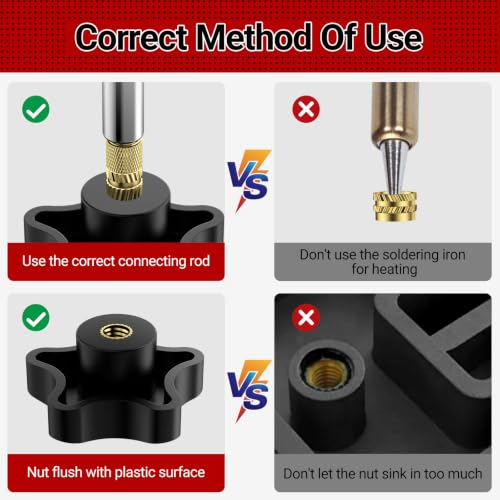 Heat-Set Threaded Insert Kit – 350PCS with 60W Digital Soldering Iron, Stand, Tweezers & M2 M3 M4 M5 M6 M8 Nuts, Screws & Caps for Plastic Thread Repair and DIY Projects - size: M2 M3 M4 M5 M6 M8