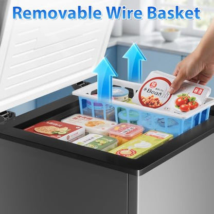LifePlus Chest Freezer - 3.5 Cubic Feet Compact Deep Freezer Small Freezer 7 Adjustable Temperature with Removable Basket, Energy Saving Super Quiet for Garage, Office, Kitchen, or Apartment, Gray - color: Gray 1