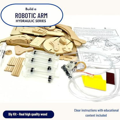 PATHFINDERS STEM Kit – Hydraulic Robotic Arm | Wooden Building Kit for Kids Ages 8-12 | Mechanical Engineering Toy | Hands-On STEM Project for Boys & Girls