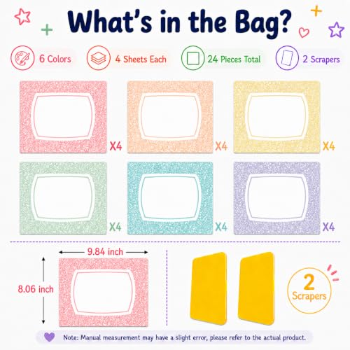 Cinrobiye 24 Pcs Dry Erase Stickers for Classroom Tables, Reusable Writable Decals with 2 Scrapers, Waterproof Dry Erase Spots for Desks, Whiteboards, Walls, Teacher Classroom School Supplies - color: Composition