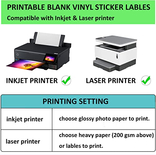 4" x 2" Matte White Printable Bottle Labels Waterproof Vinyl Sticker Labels 200 Labels Inkjet & Laser Printer Compatible