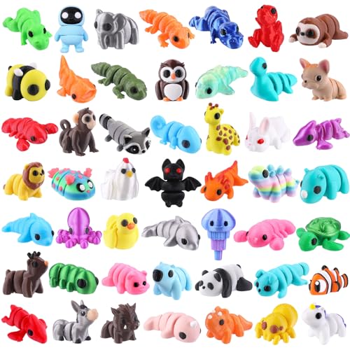 Celltestria 50Pcs Mini 3D Printed Animals Articulated Fidget Toys for Kids - style: 50Pcs Animals