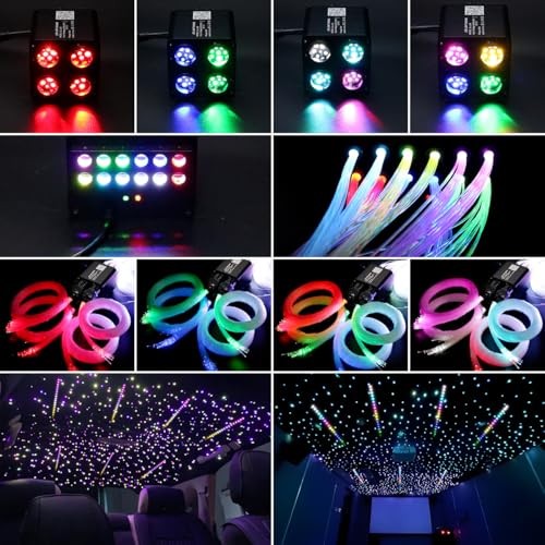 AKEPO 36W 4 Color Twinkle Starlights Headliner Fiber Optic Lights Kit - size: 2240pcs*13.1ft*0.03in