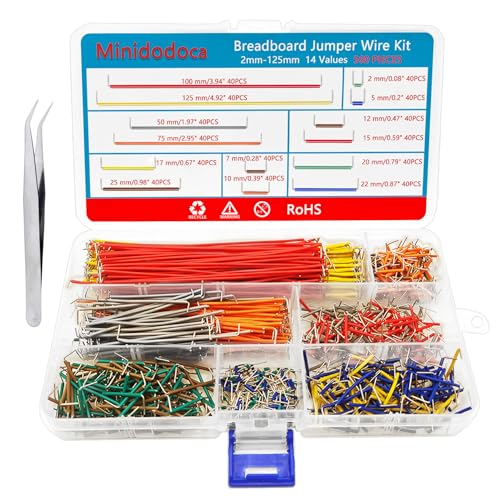 560Pcs Breadboard and Jumper Wire kit PCB Circuit Board Assortment 14 Different Lengths with breadboard，Tweezers，Alligator Clip Test Leads and Plastic Box - size: 560pcs Jumper Wires + 3pcs Breadboards