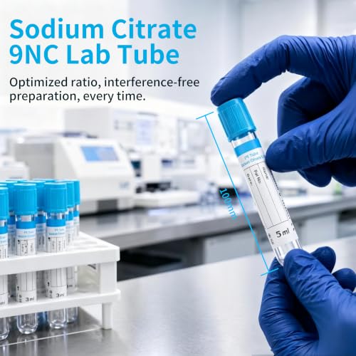 100 Pcs 5ml Plastic Tubes with Blue Caps for Laboratory Use - color: Blue-5ml-100