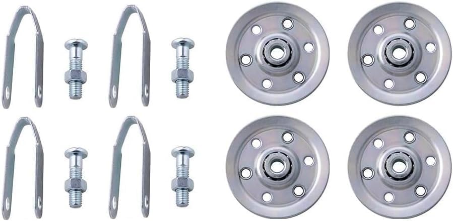 Garage Door 4" Pulley Kits, 1/8" Bore - 400LB Load, with Heavy Duty Sheave Pulley, Clevis Fork, Bolts and Nuts | Pulley Replacement for Extension Spring (4-Pack) - size: Pack of 4