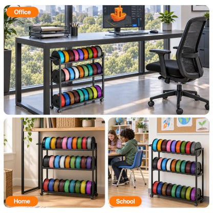 3D Printer Filament Storage Rack with Wheels,Cart Holds 30 Spools Filaments