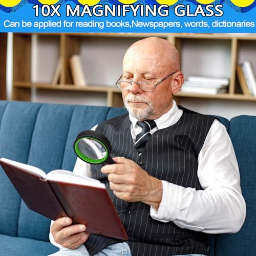 16 Pack Magnifying Glass Bulk, Handheld Magnifying Glass with Bible Cards Organza Bags for Christian Baptism Confirmation First Communion Party Favors Church Choir Members Gifts