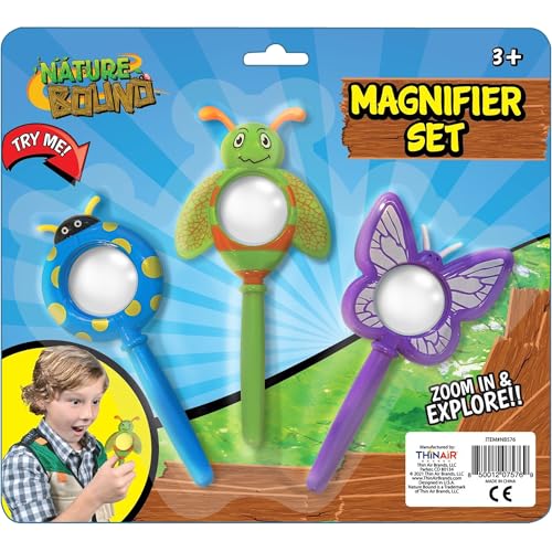 Nature Bound Magnifying Glass, Set of Three, with Shatterproof Lens for Boys and Girls