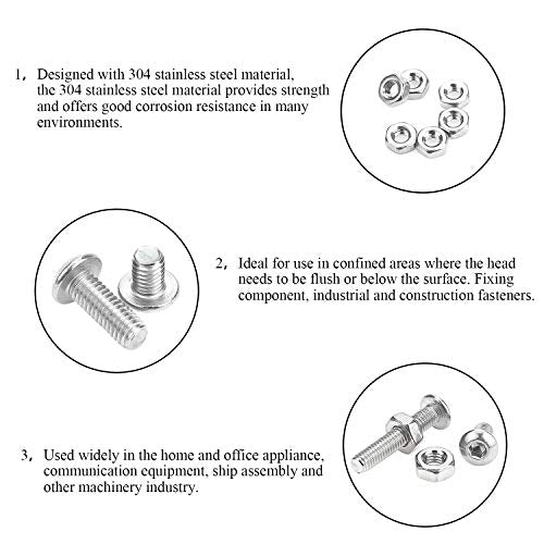 DYWISHKEY 360 Pieces M3 x 4mm/6mm/8mm/12mm/16mm/20mm Stainless Steel 304 Hex Button Head Cap Bolts Screws and Nuts Kit
