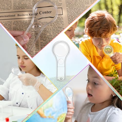48 PCS Mini Magnifying Glass Bulk, Plastic 5X Small Magnifying Glass