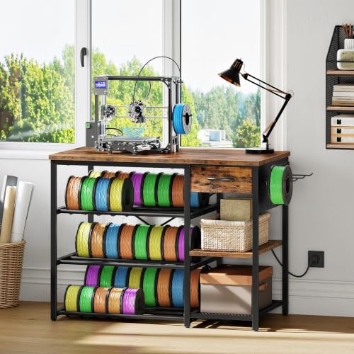 CHOEZON 3D Printer Stand with Storage, 3-Tier Heavy Duty 3D Printer Table - color: Rustic Brown