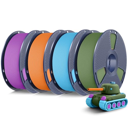 SUNLU 4KG Bundle PLA Matte 1.75mm, Matte Surface 3D Printer Filament - color: Olive Green+light Blue+purple+orange, size: 4KG