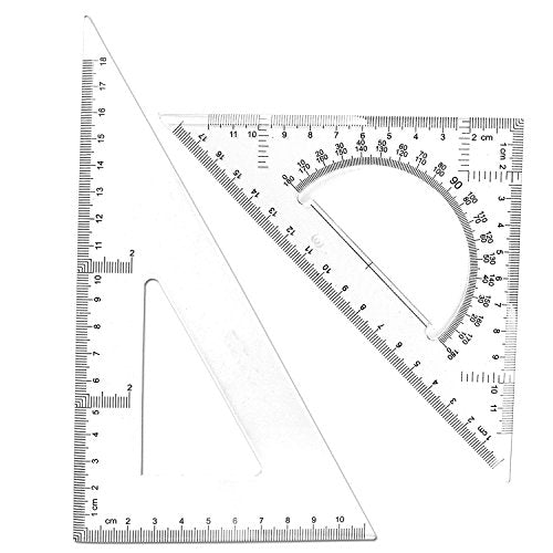 BronaGrand Triangle Ruler Square Set, 30/60 and 45/90 Degrees, Set of 2 - size: 12/18cm