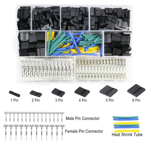 Jumper Wire Connector Kit for Dupont 2.54mm 1/2/3/4/5/6P Connector Housing Male/Female Pin Connector 26AWG Colored Wire Suitable for Electronic Products (Terminal Set 1400 pcs) - style: Terminal Set 1400 pcs