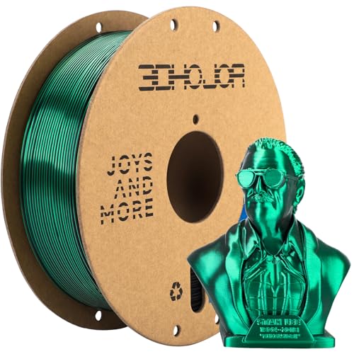 3DHoJor Silk PLA Filament 1.75mm Black Green Dual Color PLA 3D Printer Filament 2 in 1 Coextrusion 1KG Spool(2.2lbs) 3D Printing Filament Dimensional Accuracy +/- 0.03mm Fits for Most FDM 3D Printers - color: Black Green