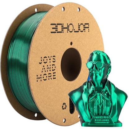 3DHoJor Silk PLA Filament 1.75mm Black Green Dual Color PLA 3D Printer Filament 2 in 1 Coextrusion 1KG Spool(2.2lbs) 3D Printing Filament Dimensional Accuracy +/- 0.03mm Fits for Most FDM 3D Printers - color: Black Green