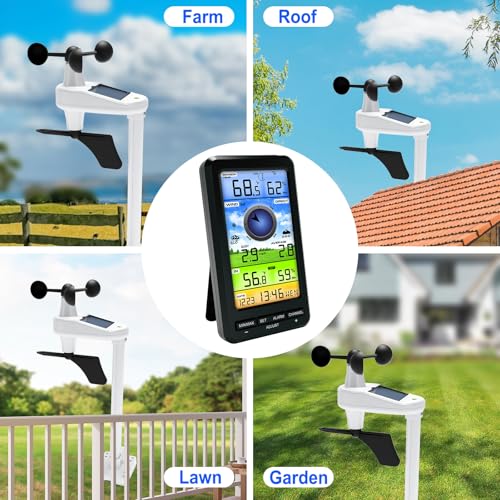 Urageuxy Weather Station Wireless Indoor Outdoor with Remote Sensor, Home Weather Station with Wind Speed/Direction, Indoor/Outdoor Thermometer and Hygrometer for Home, Yard (No WiFi) - style: Weather Station(No WiFi)