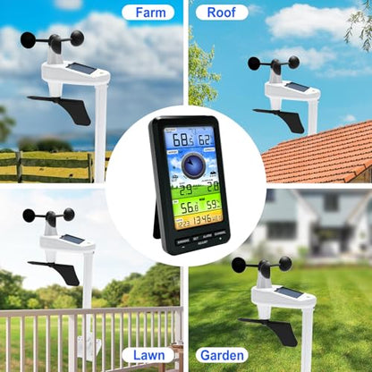 Urageuxy Weather Station Wireless Indoor Outdoor with Remote Sensor, Home Weather Station with Wind Speed/Direction, Indoor/Outdoor Thermometer and Hygrometer for Home, Yard (No WiFi) - style: Weather Station(No WiFi)