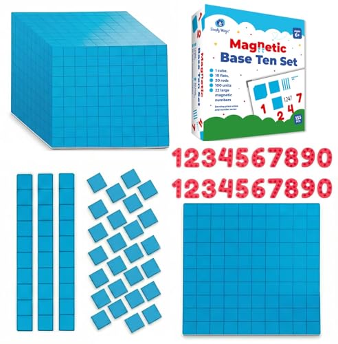 Simply magic 153 PCS Jumbo Magnetic Base Ten Blocks for Math, Math Blocks