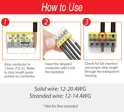 WAGO 2773 Wall Nuts 125pc Push-in Wire Connector Assortment Kit with Case | Splicing for Solid and Stranded Electrical Conductors | 2773-402, 2773-403, 2773-404, 2773-405, 2773-406, 2773-408 - size: 125pc Kit
