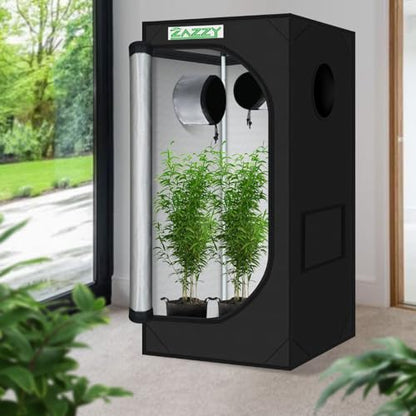 2x2 Grow Tent 24"x24"x48" 600D Mylar Hydroponic Indoor Plant Grow Tent - size: 24"x24"x48"