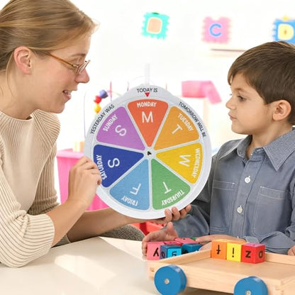 Days of the Week Wheel Homeschool Toddler Activities Montessori Calendar Days Spinner Wheel Tracing Kids Preschool Calendar Today is Day of the Week - color: Days of the Week Multicolor