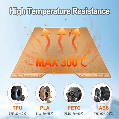 355x346mm Gold PEI Double Side Build Plate for Bambu Lab H2S/H2D, 3D Printer Parts Textured PEI Spring Steel Plate Print Bed for Bambulab H2D 3D Printers - size: 355x346mm