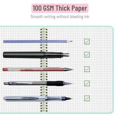Hardcover Spiral A4 Graph Blue Notebook for Work 8.5" x 11" - color: navy, style: Graph