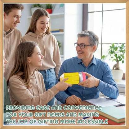 Kathfly Pencil Teacher Gift Card Holder, Yellow Wood Sleeve - color: Yellow and Pink, style: Pencil