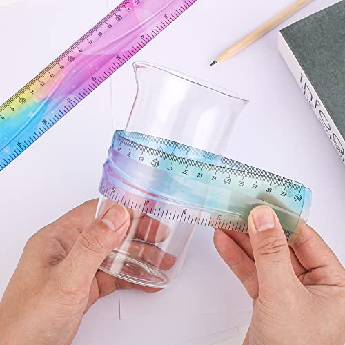 Grevosea 2-Piece Flexible Ruler, 30cm/12inch Plastic Straight Edge Ruler, Soft Bendable for School, Classroom, Office, Kids & Adults - size: 12inch
