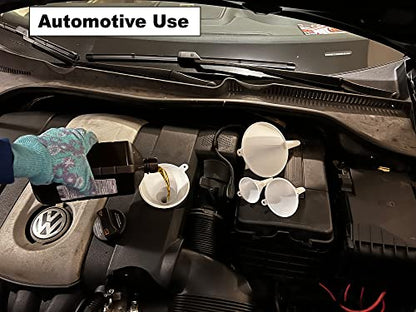 Oil Funnel Set - Plastic Funnels for Automotive & Kitchen - color: White