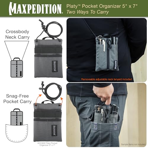 Maxpedition Platy Pocket Organizer, EDC Tool Pouch, Neck Wallet - color: Wolf Gray, size: 5" x 7"