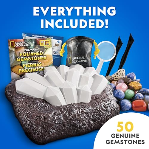 National Geographic Gigantic Gemstone Dig Kit with 50 Real Gemstones - style: 50-gem Brick